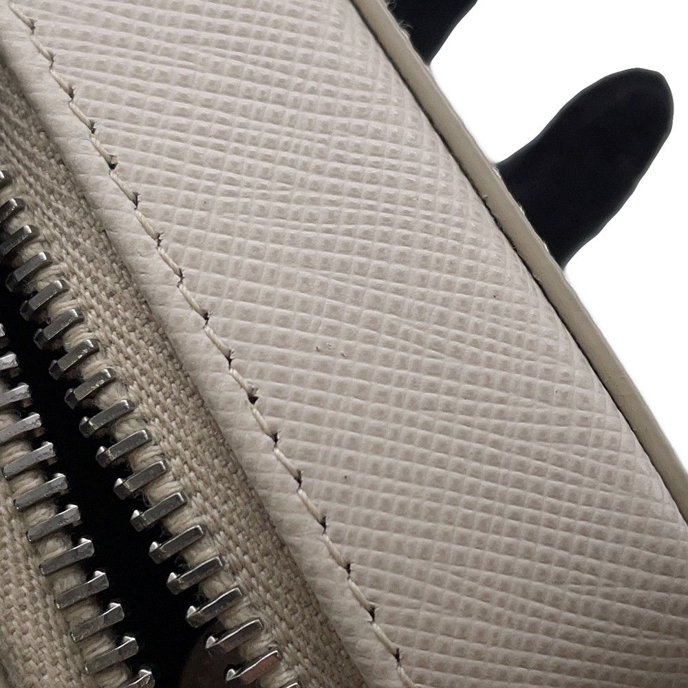Prada Pouch Mini Triangle Logo Saffiano Pochette White — view 9