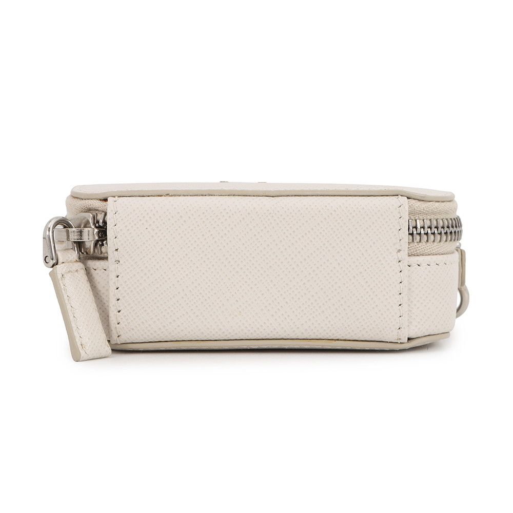 Prada Pouch Mini Triangle Logo Saffiano Pochette White — view 3