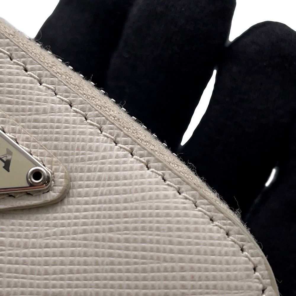 Prada Pouch Mini Triangle Logo Saffiano Pochette White — view 8