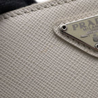 Prada Pouch Mini Triangle Logo Saffiano Pochette White — view 6