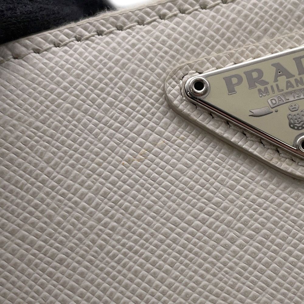 Prada Pouch Mini Triangle Logo Saffiano Pochette White — view 6