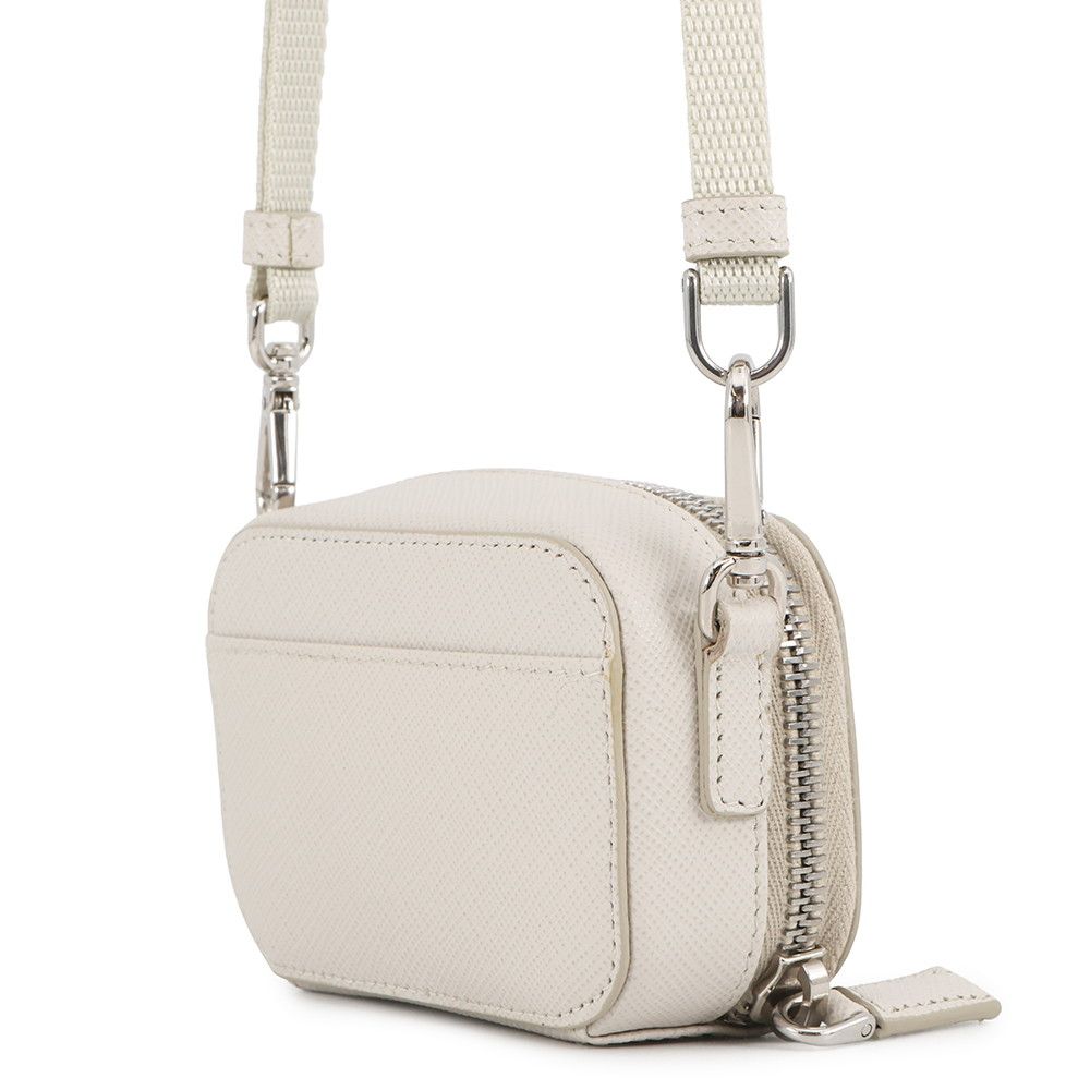 Prada Pouch Mini Triangle Logo Saffiano Pochette White — view 2