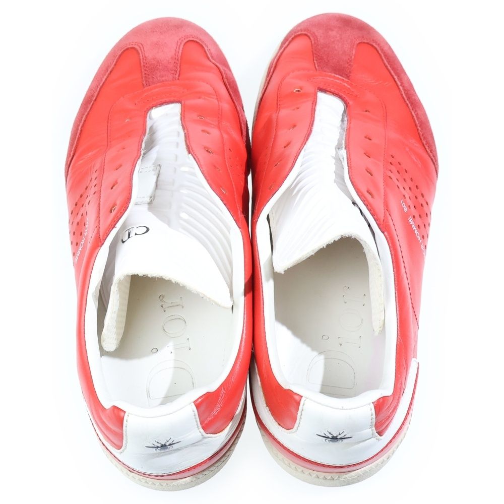 Dior Leather Lace Up Sneakers German Trainer Red — view 4