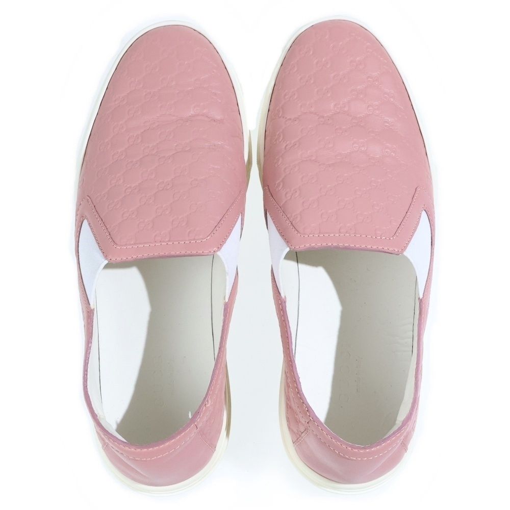 Gucci Micro Guccissima Embossed Leather Sneakers Slip on Pink — view 4