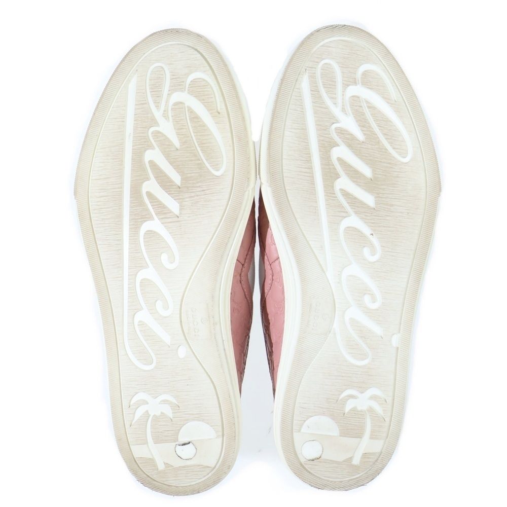Gucci Micro Guccissima Embossed Leather Sneakers Slip on Pink — view 5