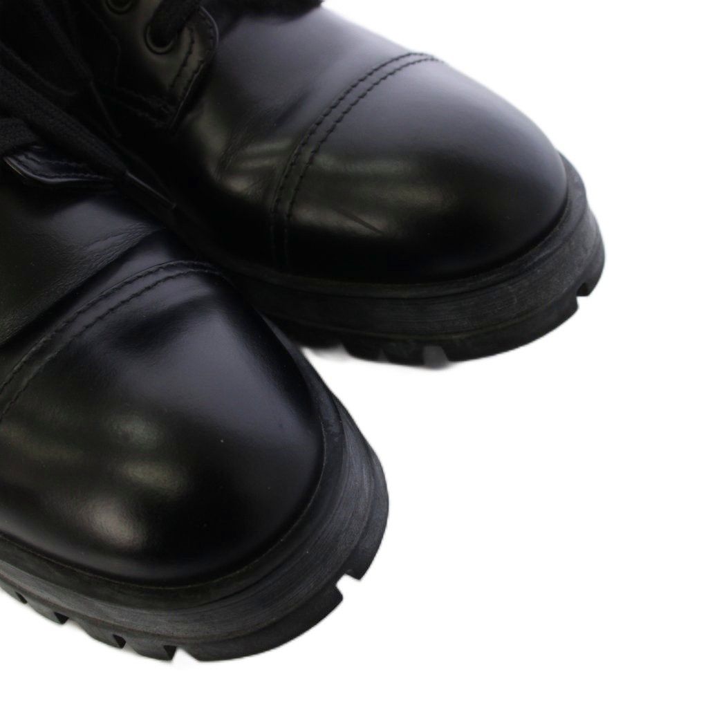 Prada Short Boots Side Zip Lace Up 35 Black — view 4