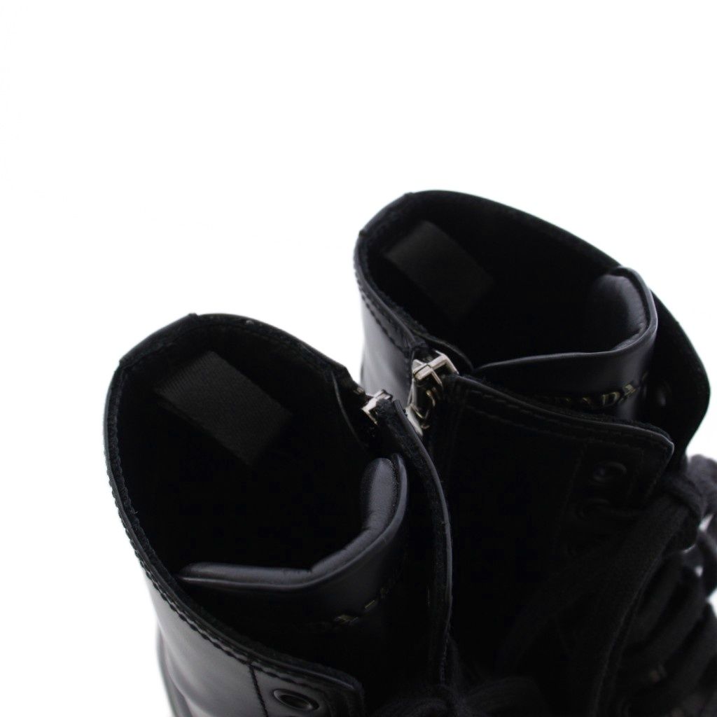 Prada Short Boots Side Zip Lace Up 35 Black — view 5