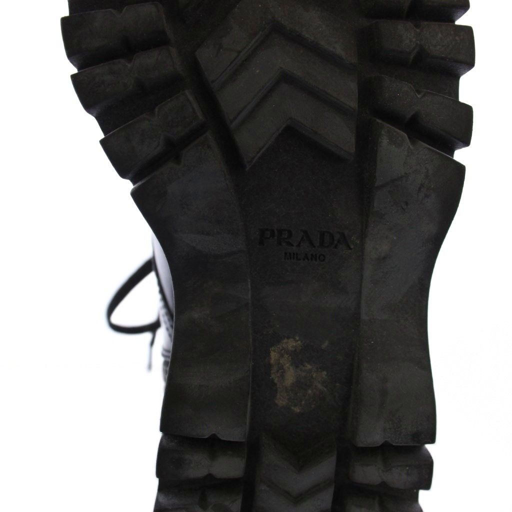 Prada Short Boots Side Zip Lace Up 35 Black — view 7
