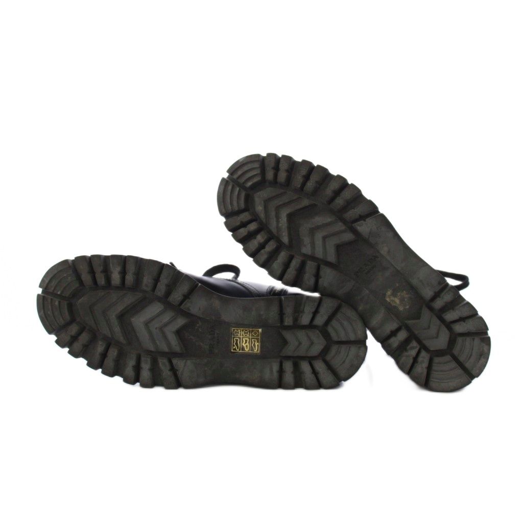Prada Short Boots Side Zip Lace Up 35 Black — view 6