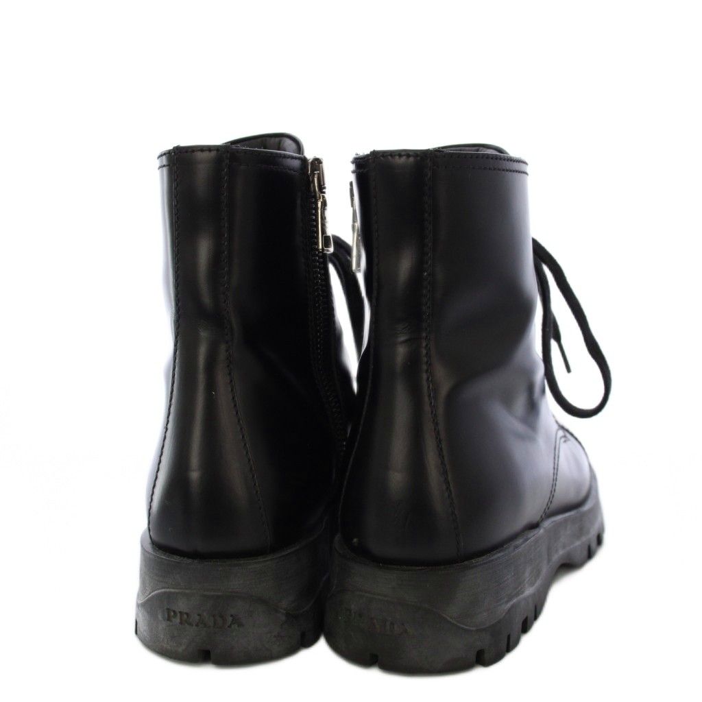 Prada Short Boots Side Zip Lace Up 35 Black — view 3