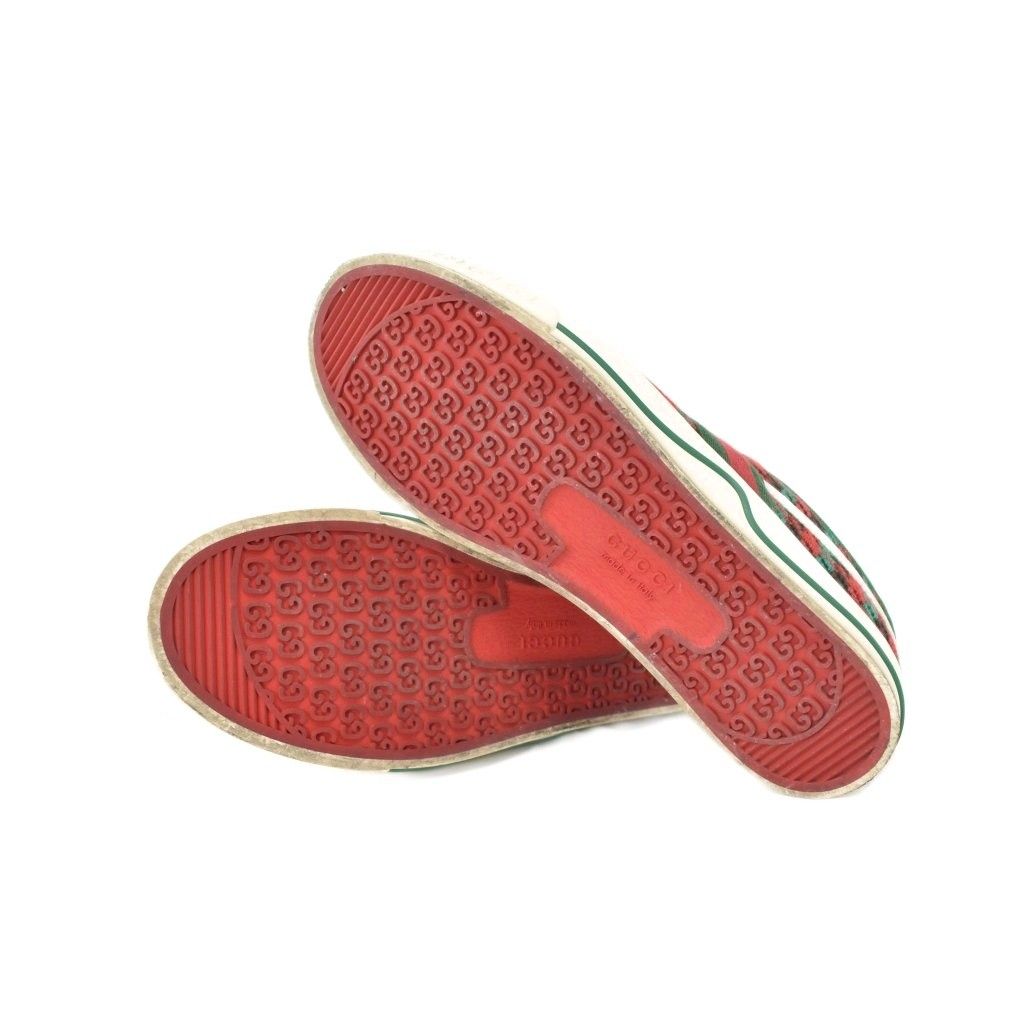 Gucci Tennis GG Logo Sherry Line Houndstooth Knit Canvas Low Cut Sneakers — view 5