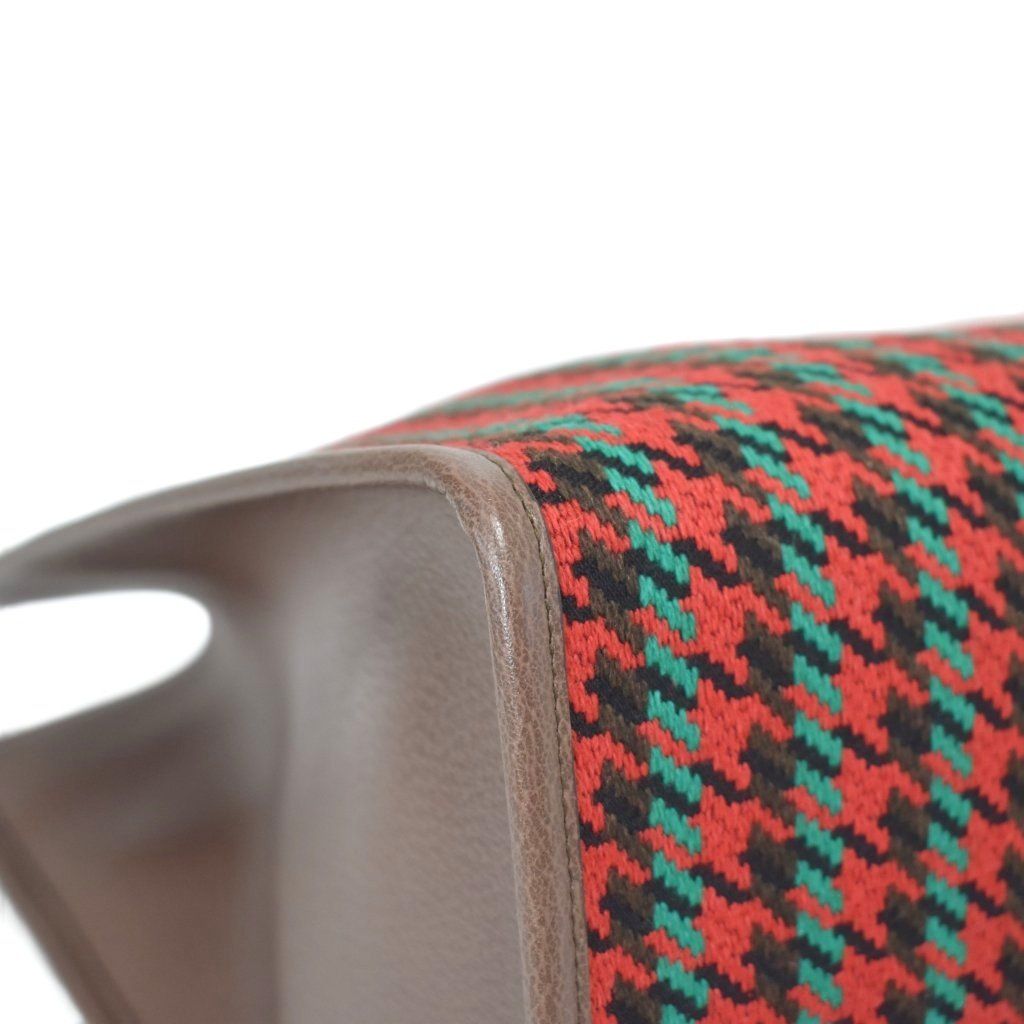 Gucci Interlocking Houndstooth Tweed Tote Shoulder Bag Red — view 7