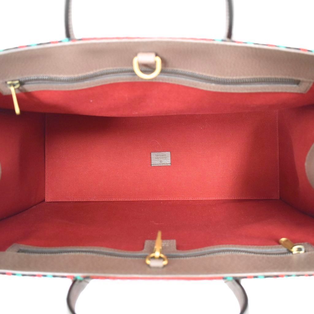Gucci Interlocking Houndstooth Tweed Tote Shoulder Bag Red — view 5