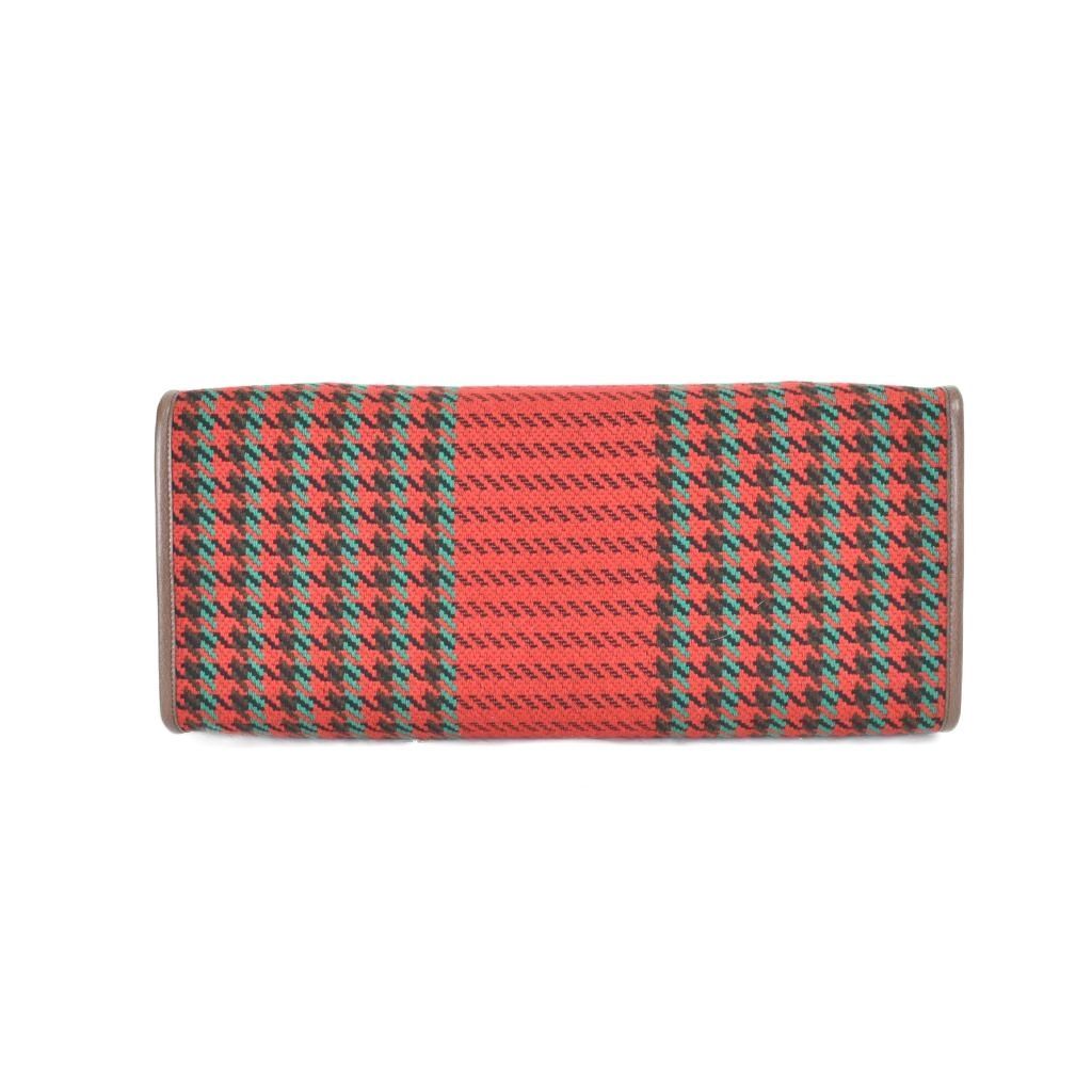 Gucci Interlocking Houndstooth Tweed Tote Shoulder Bag Red — view 3