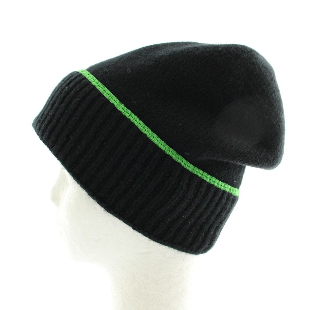 Bottega Veneta Hat Knit Cap Beanie Wool Cashmere Blend M Black Green — view 2