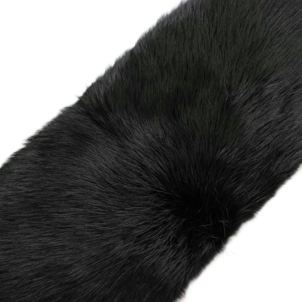 Gucci Tippet Scarf Shawl Fur Beaver Silk Fringe Black — view 4