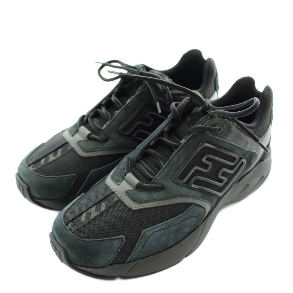 Fendi Faster Trainers Sneakers Leather Mesh Low Cut FF Logo 7 — view 2