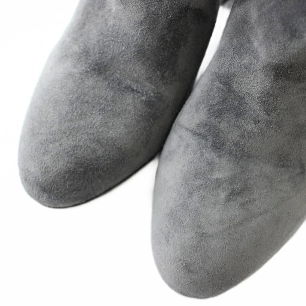 Chanel Long Boots Suede Round Toe Chunky Heel CC Logo 35.5 — view 3