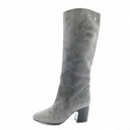 Chanel Long Boots Suede Round Toe Chunky Heel CC Logo 35.5 — view 2