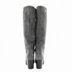 Chanel Long Boots Suede Round Toe Chunky Heel CC Logo 35.5 — view 5