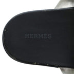 Hermes Edit Slide Sandals Flat Logo Leather 36 White Black — view 7