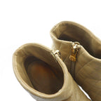 Chanel Booty Boots Quilted Bicolor Leather 35.5 Beige — view 4