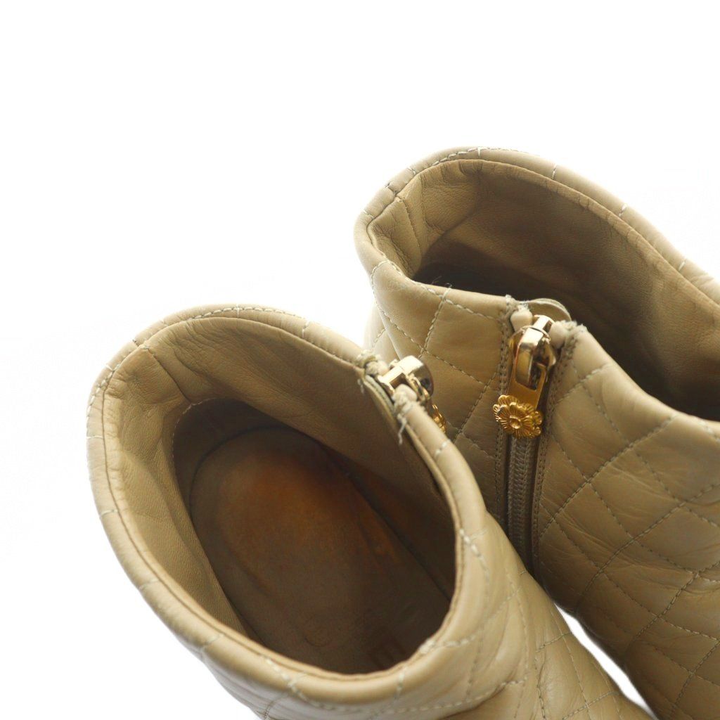 Chanel Booty Boots Quilted Bicolor Leather 35.5 Beige — view 4
