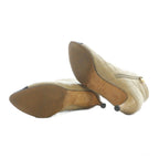 Chanel Booty Boots Quilted Bicolor Leather 35.5 Beige — view 6