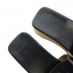 Hermes Evelyne Wood Sandals Mule Perforated Logo 36 Black — view 4