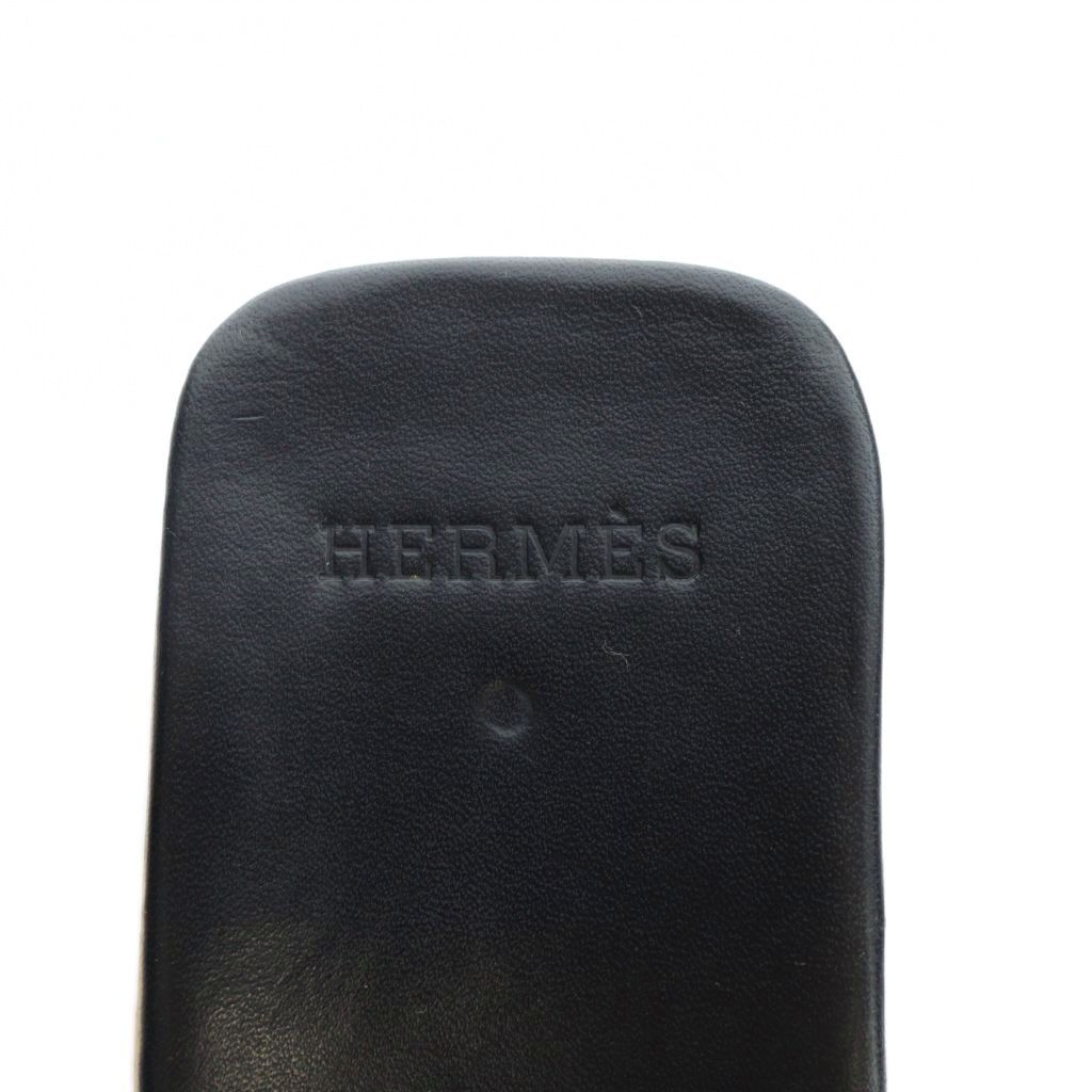 Hermes Evelyne Wood Sandals Mule Perforated Logo 36 Black — view 7