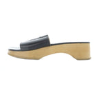 Hermes Evelyne Wood Sandals Mule Perforated Logo 36 Black — view 2