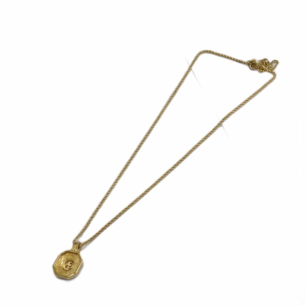 Dior Necklace Pendant Logo Rhinestone Gold — view 4