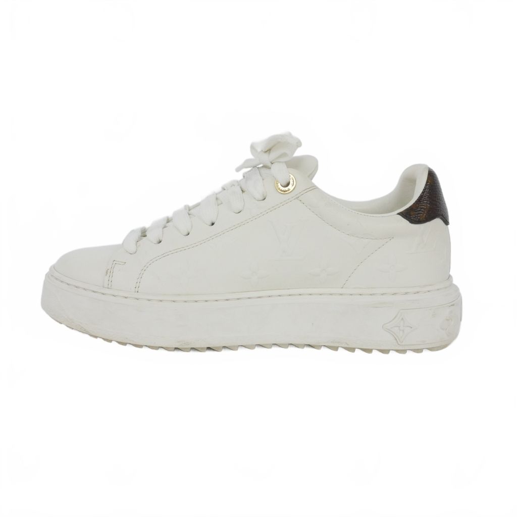 Louis Vuitton Time Out Line Monogram Sneakers Shoes 35.5 White — view 3