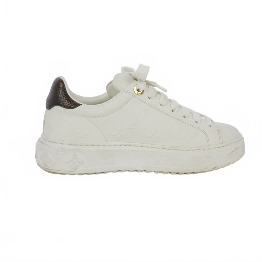 Louis Vuitton Time Out Line Monogram Sneakers Shoes 35.5 White — view 5