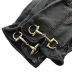 Gucci Gloves 5 Fingers Leather Horsebit Gold Black — view 5