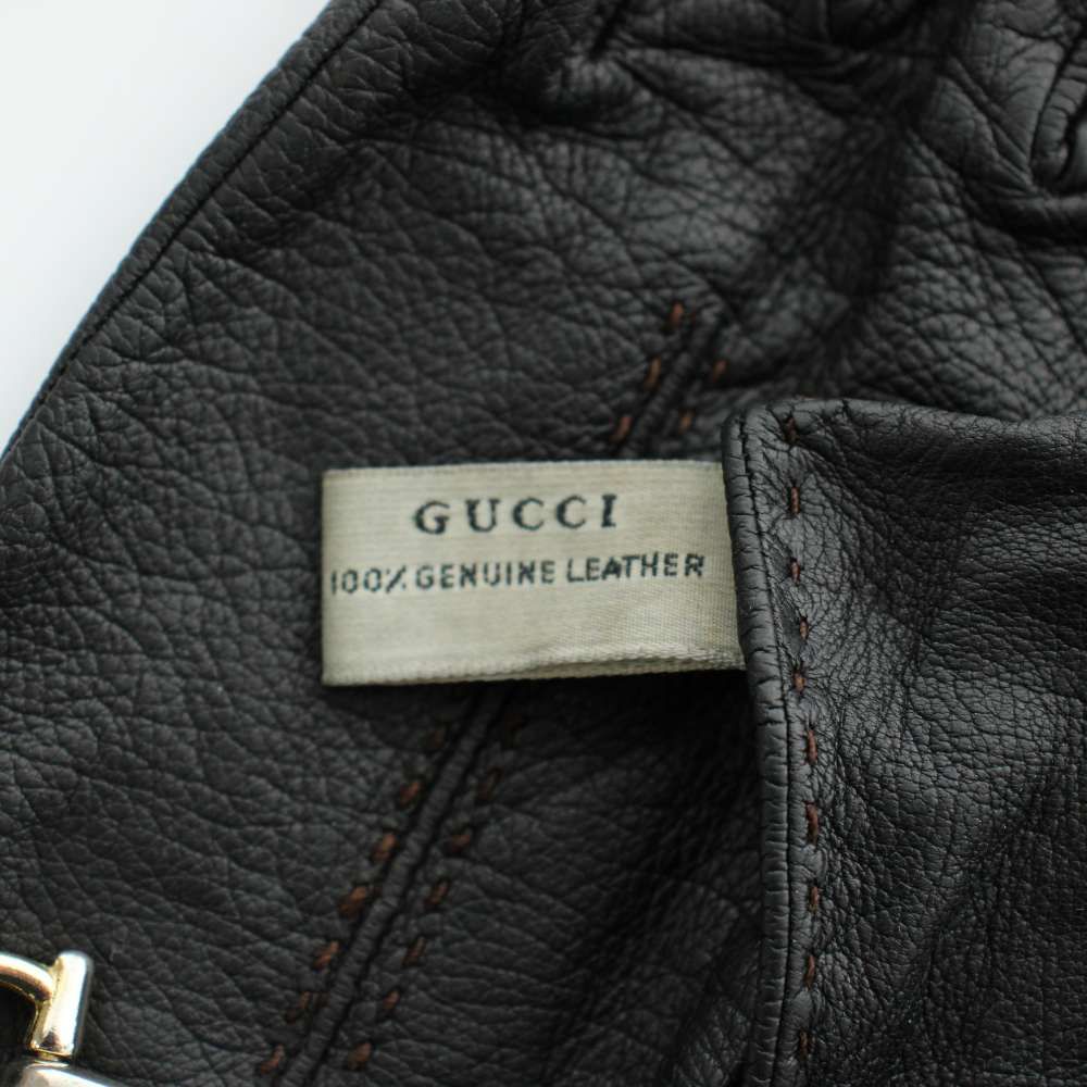 Gucci Gloves 5 Fingers Leather Horsebit Gold Black — view 3