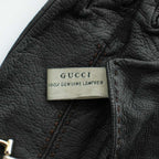 Gucci Gloves 5 Fingers Leather Horsebit Gold Black — view 3
