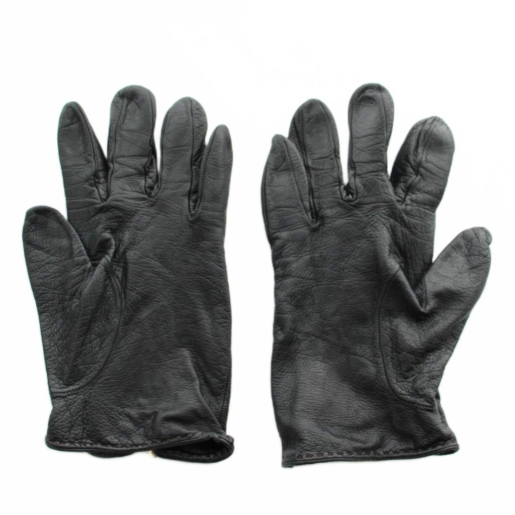 Gucci Gloves 5 Fingers Leather Horsebit Gold Black — view 2