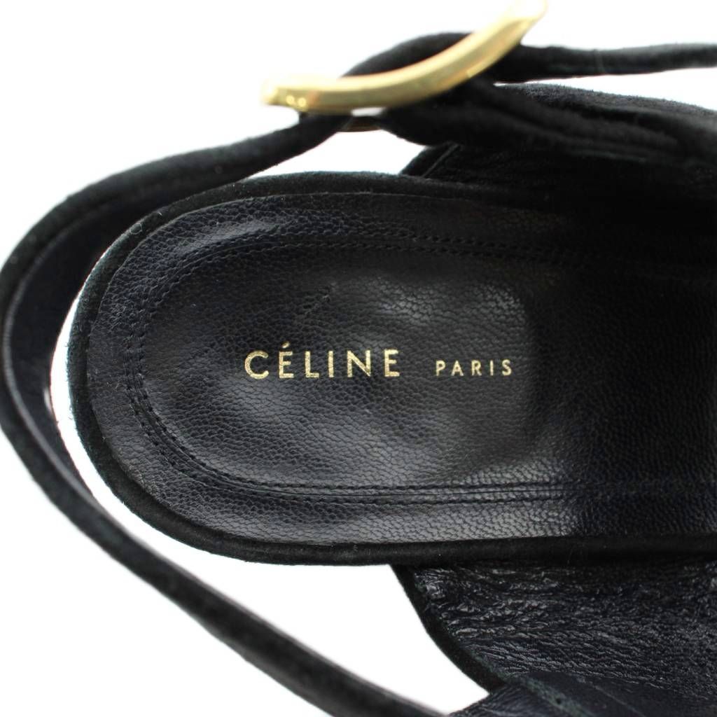 Celine Phoebe Philo Era Sandals Suede Open Toe Chunky Heel Ankle Strap 36 — view 7