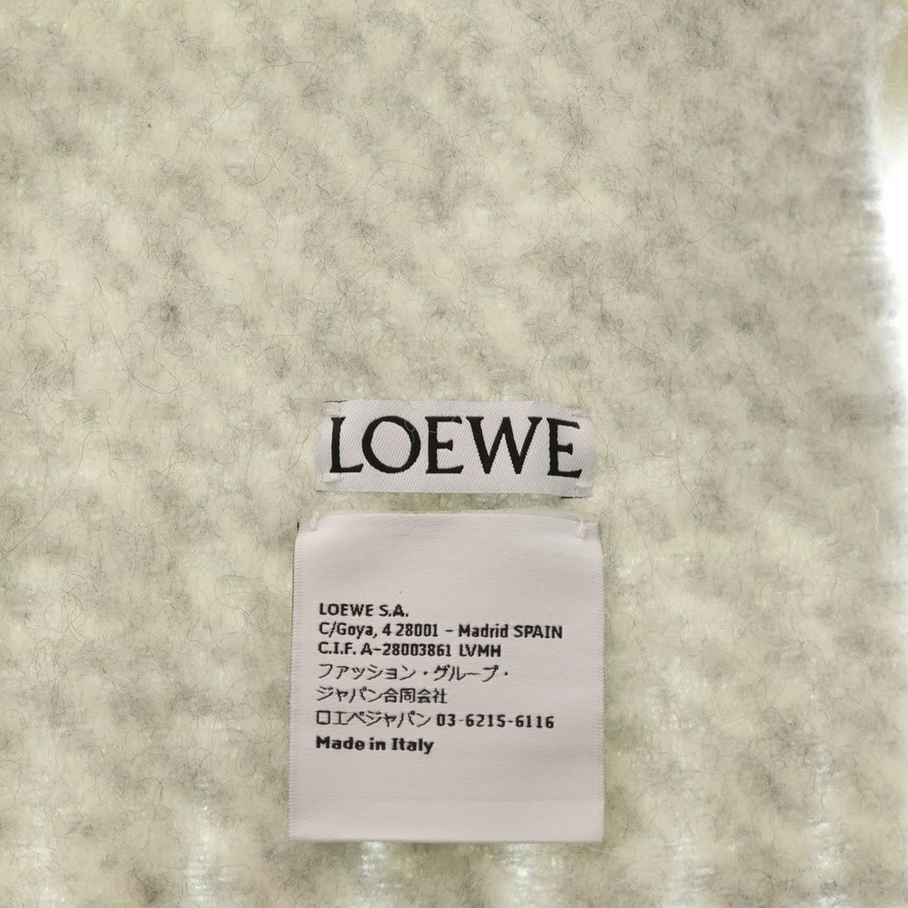 Loewe Wool Alpaca Blend Scarf White Gray — view 6