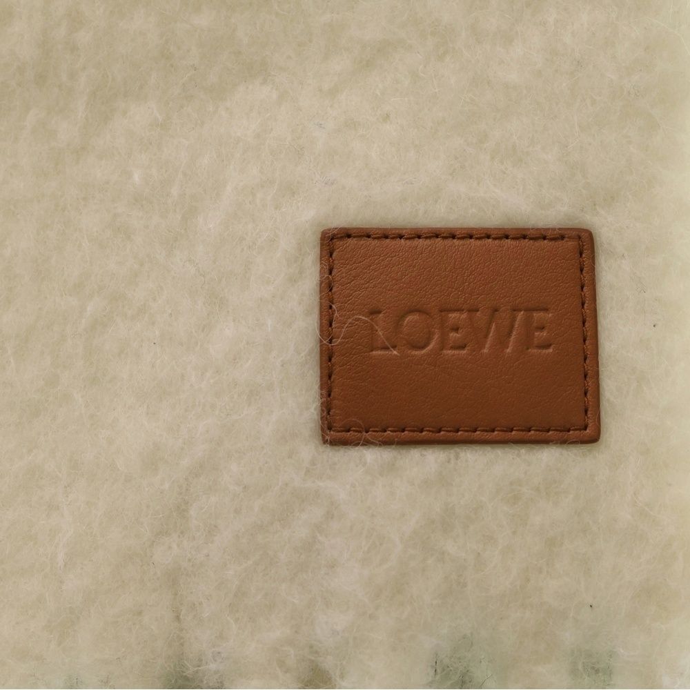 Loewe Wool Alpaca Blend Scarf White Gray — view 5