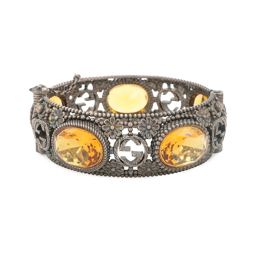 Gucci Bracelet Interlocking Flower Bangle 17 Stone Cat Head — view 3