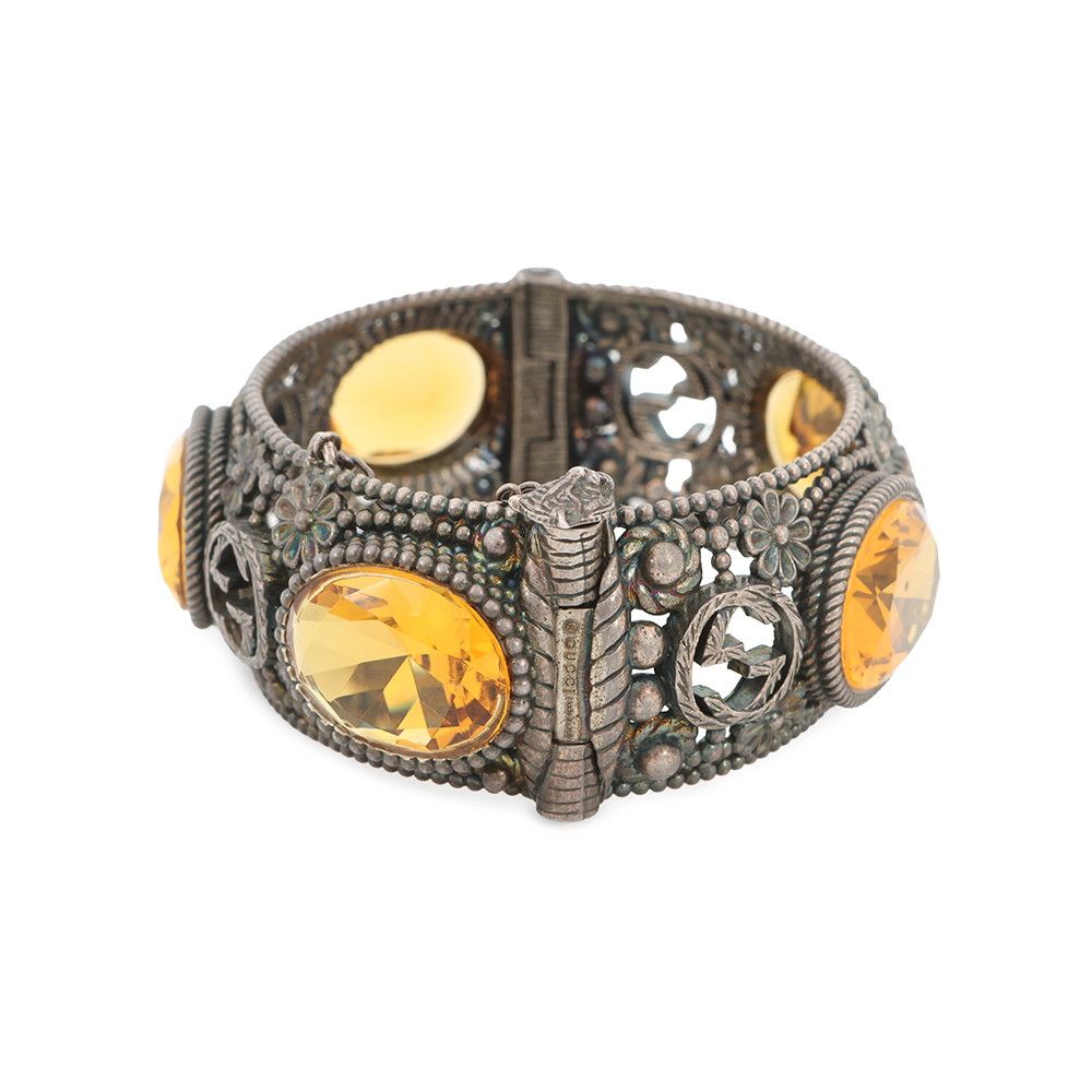 Gucci Bracelet Interlocking Flower Bangle 17 Stone Cat Head — view 2
