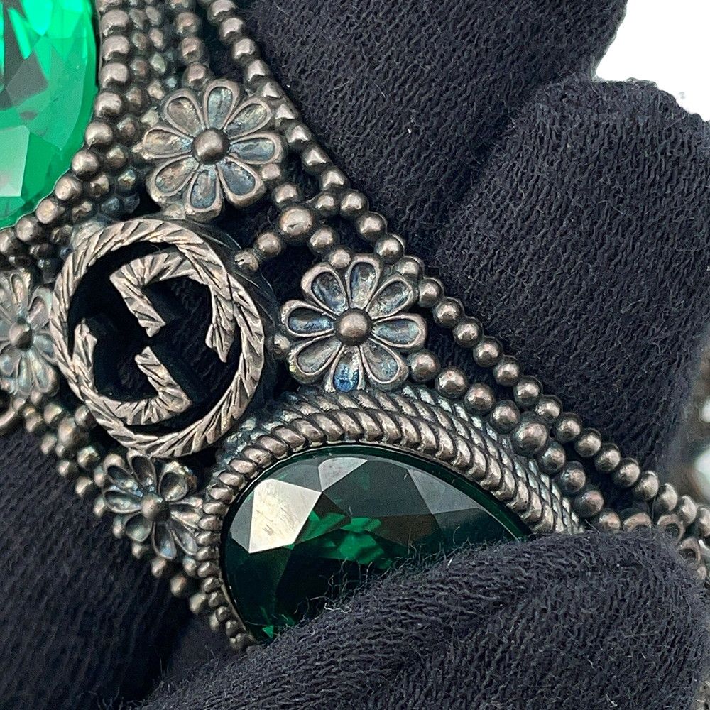 Gucci Bracelet Interlocking Flower Bangle 17 Stone Cat Head — view 9