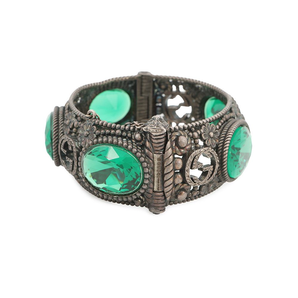 Gucci Bracelet Interlocking Flower Bangle 17 Stone Cat Head — view 2