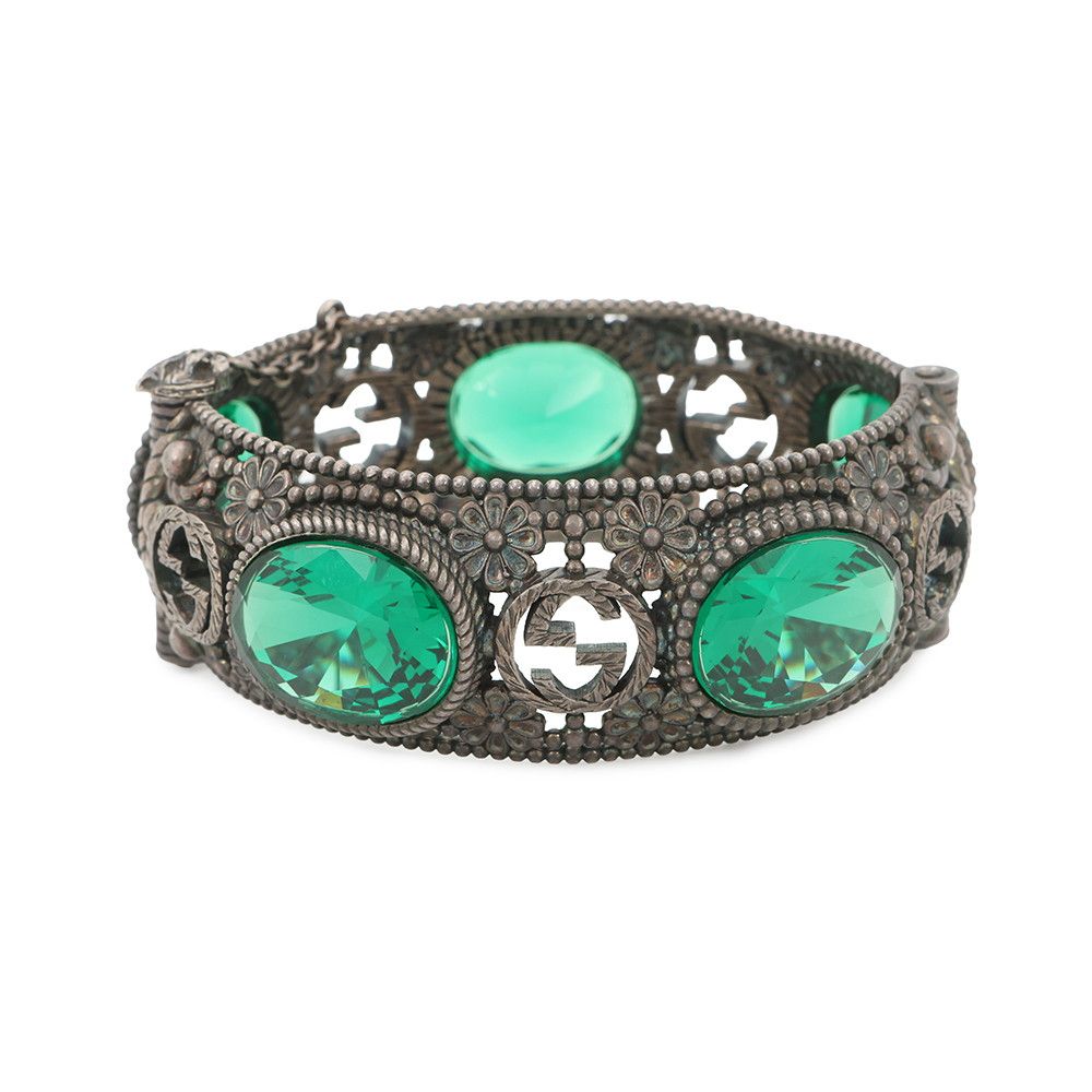 Gucci Bracelet Interlocking Flower Bangle 17 Stone Cat Head — view 3