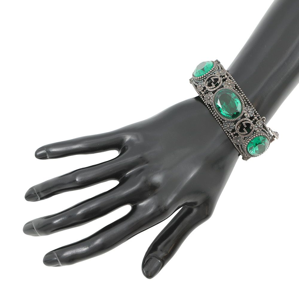 Gucci Bracelet Interlocking Flower Bangle 17 Stone Cat Head — view 4
