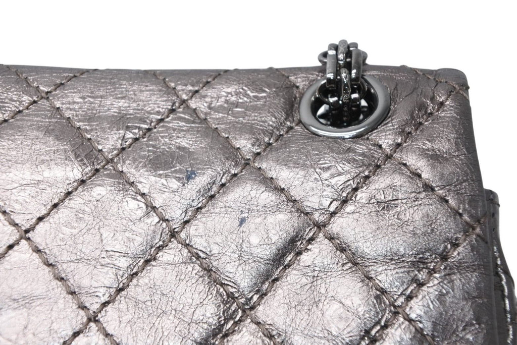 Chanel 2.55 Quilted 20 Double Flap Chain Shoulder Bag CC Logo Aged Calfskin — view 7