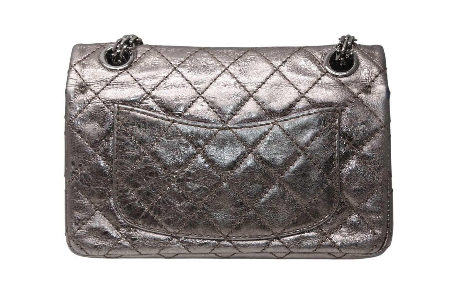 Chanel 2.55 Quilted 20 Double Flap Chain Shoulder Bag CC Logo Aged Calfskin — view 2