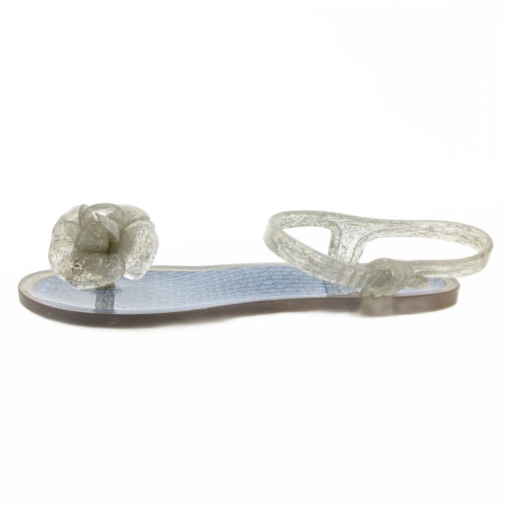 Chanel Camellia CC Logo Sandals Strap 35 Blue — view 2